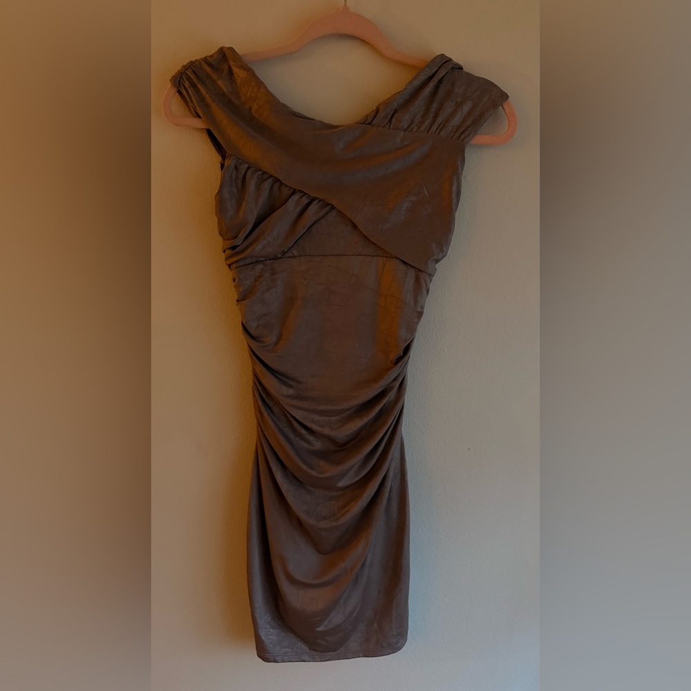 Guess One Shoulder Brown Dress